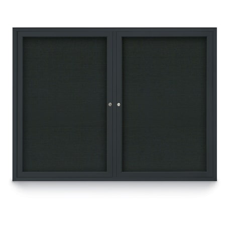 United Visual Products 48"x36" 2-Door Enclosed Outdoor Letterboard, Black Felt/Black UV1161D-BLACK-BLACK